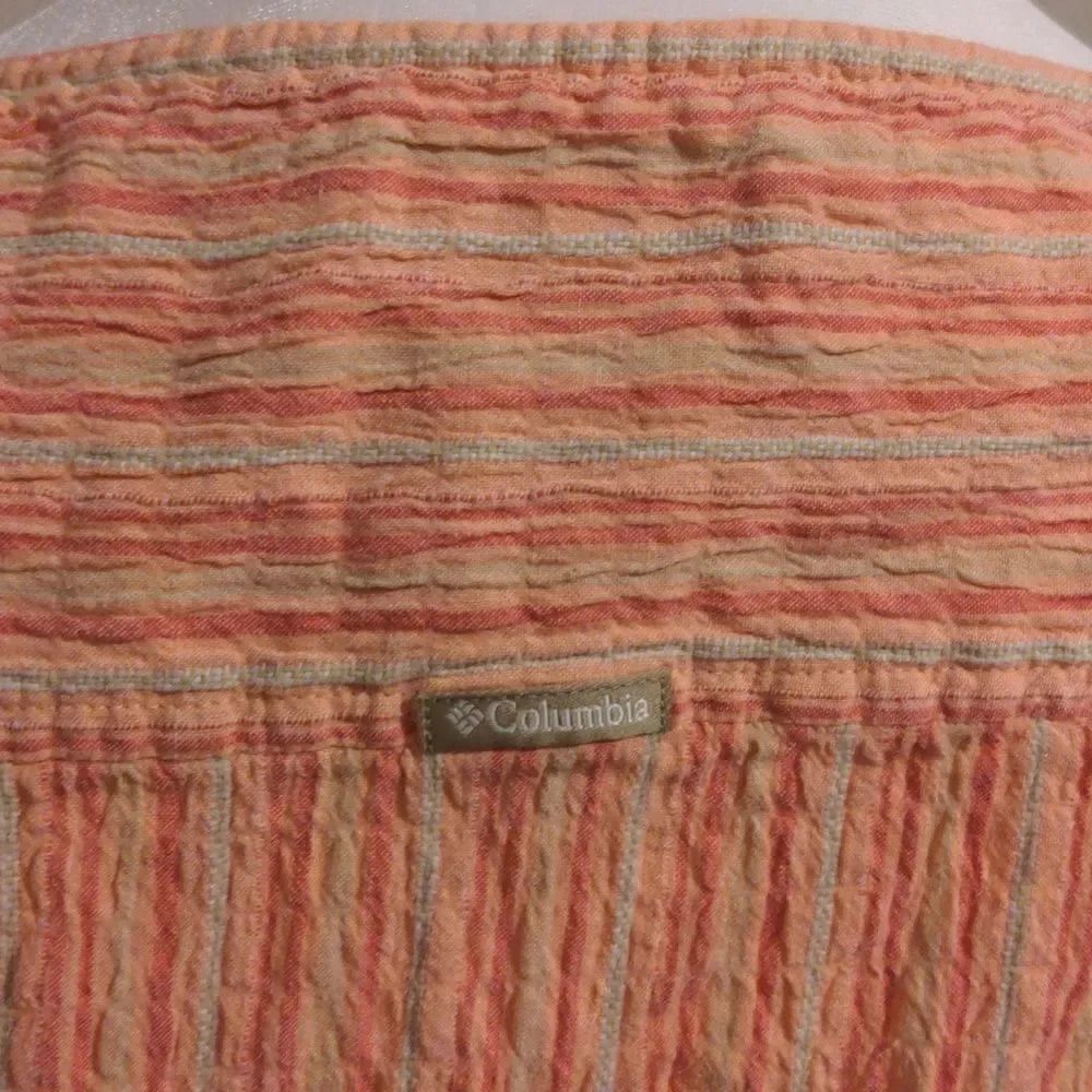 Columbia Small Salmon Pink Crepe Material 3/4 Sleeve Blouse - Picture 5 of 7